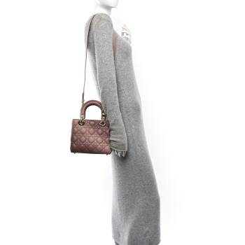 CHRISTIAN DIOR Lambskin Cannage Gradient Small My ABCDior Lady Dior Beige