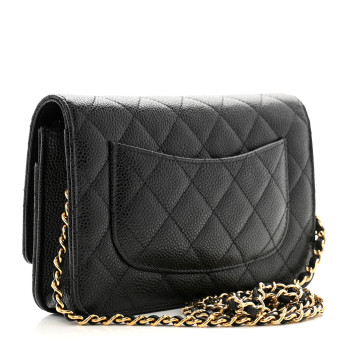 CHANEL Caviar Quilted Wallet on Chain WOC Black