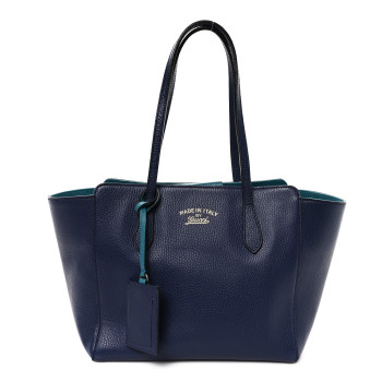 GUCCI Dollar Calfskin Small Swing Tote Classic Marine Deep Cobalt