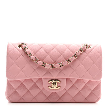 CHANEL Caviar Quilted Small Double Flap Pink