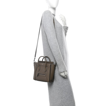 CELINE Drummed Calfskin Nano Luggage Souris