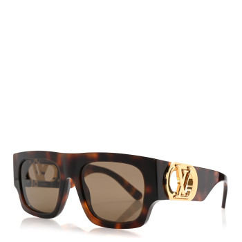 LOUIS VUITTON Acetate LV Link Square Sunglasses Z1479W Dark Tortoise