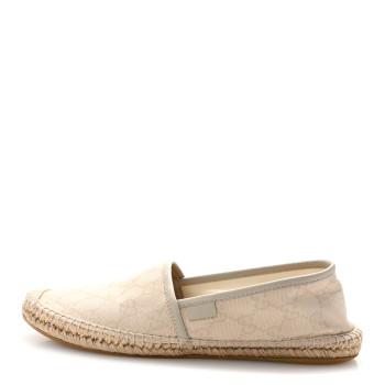 GUCCI Washed Cotton Miro Soft Calfskin GG Monogram Espadrilles 39 White Mystic White