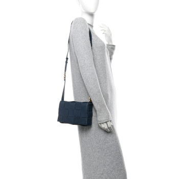 BOTTEGA VENETA Grained Calfskin Maxi Intrecciato Cassette Crossbody Bag Deep Blue