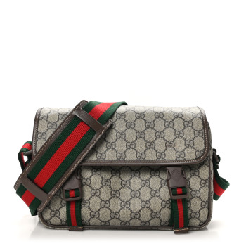 GUCCI GG Supreme Small Messenger Bag Beige Ebony