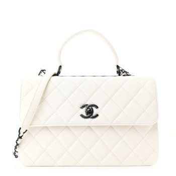 CHANEL Lambskin Quilted Medium Trendy CC Flap Dual Handle Bag White