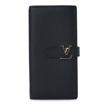 LOUIS VUITTON Taurillon LV Vertical Capucines Wallet Black Arizona