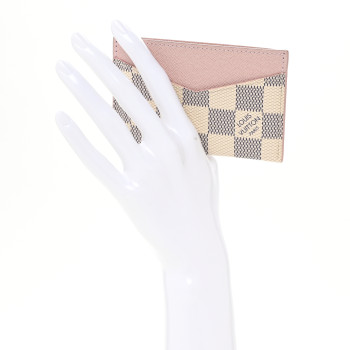 LOUIS VUITTON Damier Azur Daily Card Holder Rose Ballerine