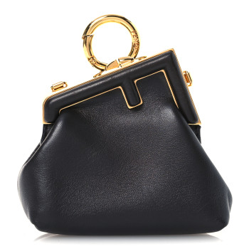FENDI Shiny Nappa Nano Fendi First Bag Charm Ebano