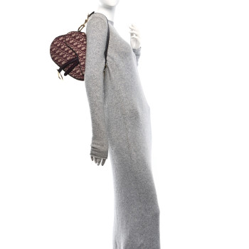 CHRISTIAN DIOR Oblique Saddle Bag Burgundy