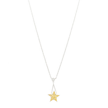TIFFANY Platinum Diamond Yellow Sapphire Star Drop Necklace