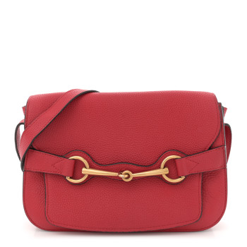 GUCCI Grained Calfskin Large Bright Bit Flap Bag Red