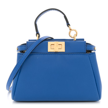 FENDI Nappa Micro Peekaboo Iconic Satchel Bluette