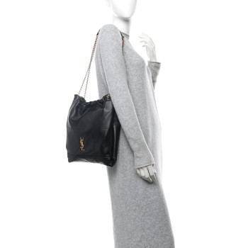 SAINT LAURENT Lambskin Matelasse Monogram Large Jamie 4.3 Pochon Black