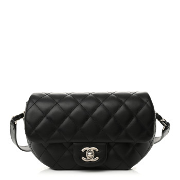 CHANEL Calfskin Quilted CC Uniform Flap Belt Bag Black