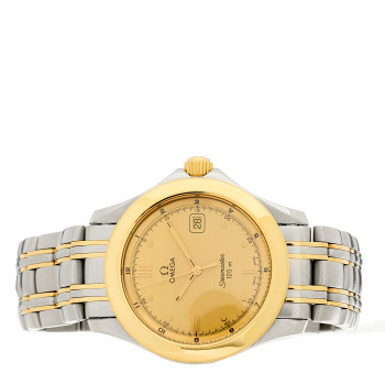 OMEGA Stainless Steel 18K Yellow Gold 36mm Seamaster 120M Quartz Watch Champagne 2311.10