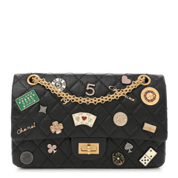 CHANEL Aged Calfskin Quilted Casino 2.55 Reissue 225 Flap Black