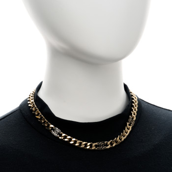 CHANEL Metal Enamel Chain CC Choker Gold Black CHANEL Metal Enamel Chain CC Choker Gold Black