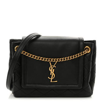 SAINT LAURENT Lambskin Quilted Monogram Mini Nolita Black