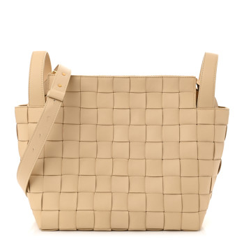 BOTTEGA VENETA Lambskin Maxi Intrecciato Bowling Cassette Shoulder Bag Porridge