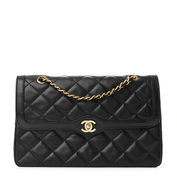 CHANEL Lambskin Medium Double Flap Black