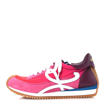LOEWE Nylon Suede Flow Runners 2.0 Sneakers 38 Gradient Pink White