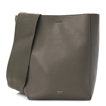 CELINE Soft Grained Calfskin Small Sangle Bucket Bag Taupe
