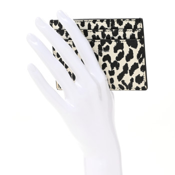 SAINT LAURENT Grain De Poudre Baby Cat Print Card Case White Black