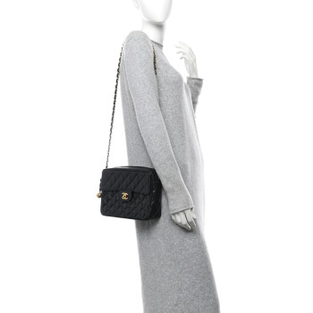 CHANEL Caviar Quilted Camera Case Black