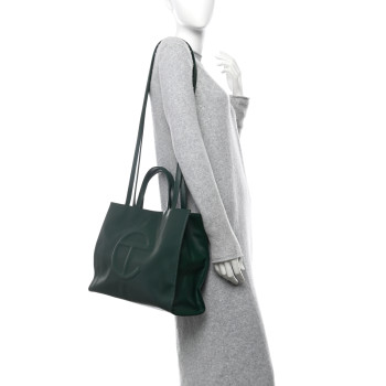 TELFAR Vegan Leather Medium Shopping Bag Dark Olive