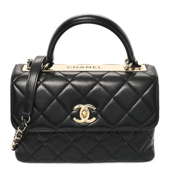 CHANEL Lambskin Quilted Small Trendy CC Dual Handle Flap Bag Black