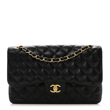 CHANEL Caviar Quilted Jumbo Double Flap Black
