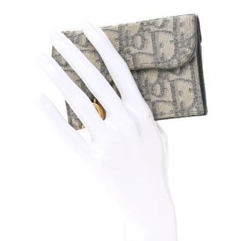 CHRISTIAN DIOR Oblique Saddle Card Holder Gray