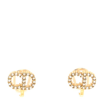 CHRISTIAN DIOR Crystal Clair D Lune Clip On Earrings Gold