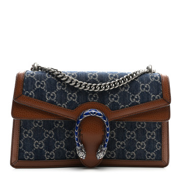 GUCCI New Denim GG Monogram Dollar Calfskin Enamel Small Dionysus Shoulder Bag Blue Tea Cuir Epilog Electric Blue