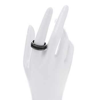 GUCCI Black Synthetic Corundum 18K White Gold 7mm Icon Band Ring