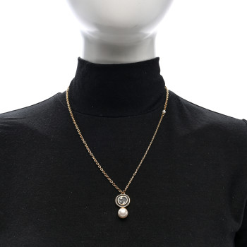 GUCCI Metal Enamel Blondie Pendant Necklace Gold Black