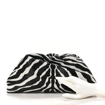 BOTTEGA VENETA Nappa Zebra Print The Pouch Oversized Clutch White Black