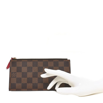 LOUIS VUITTON Damier Ebene Felicie Chain Wallet Zippered Insert