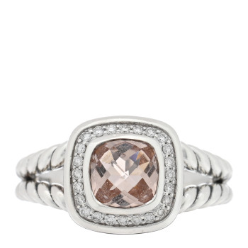 DAVID YURMAN Sterling Silver Diamond Morganite 7mm Petite Albion Ring 54 7