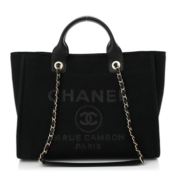 CHANEL Mixed Fibers Small Deauville Tote Black