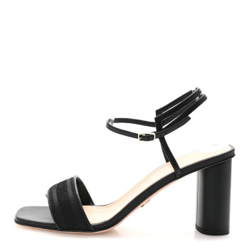 CHRISTIAN DIOR Canvas Embroidered Dway 80mm Sandals 41 Black