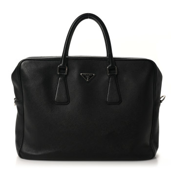 PRADA Saffiano Travel Briefcase Black