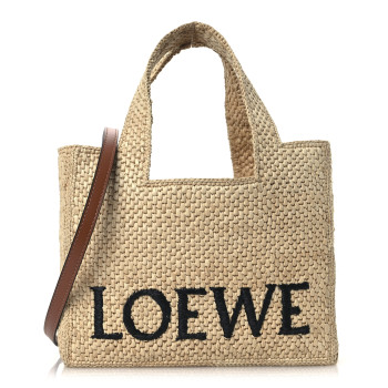 LOEWE X PAULA'S IBIZA Raffia Font Tote Natural Tan
