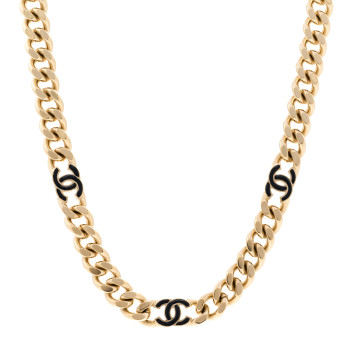 CHANEL Metal Enamel Chain CC Choker Gold Black CHANEL Metal Enamel Chain CC Choker Gold Black
