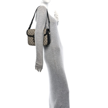 GUCCI GG Supreme Monogram Horsebit 1955 Soft Small Shoulder Bag Beige Black