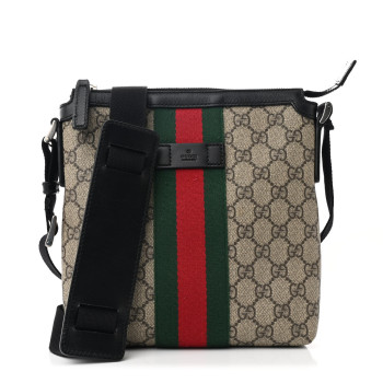 GUCCI GG Supreme Monogram Web Messenger Bag Black