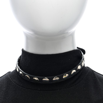 GUCCI Calfskin Metal Studded Choker Black