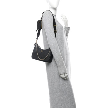 PRADA Saffiano Lux Re-Edition 2005 Shoulder Bag Black