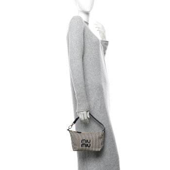 MIU MIU Jacqaurd Striped Pouch Beige Baltic Blue